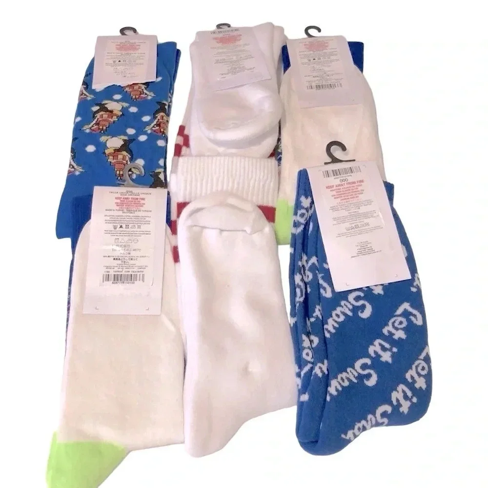 NEW Topman‎ Six Pairs Of Christmas Holiday Socks One Size